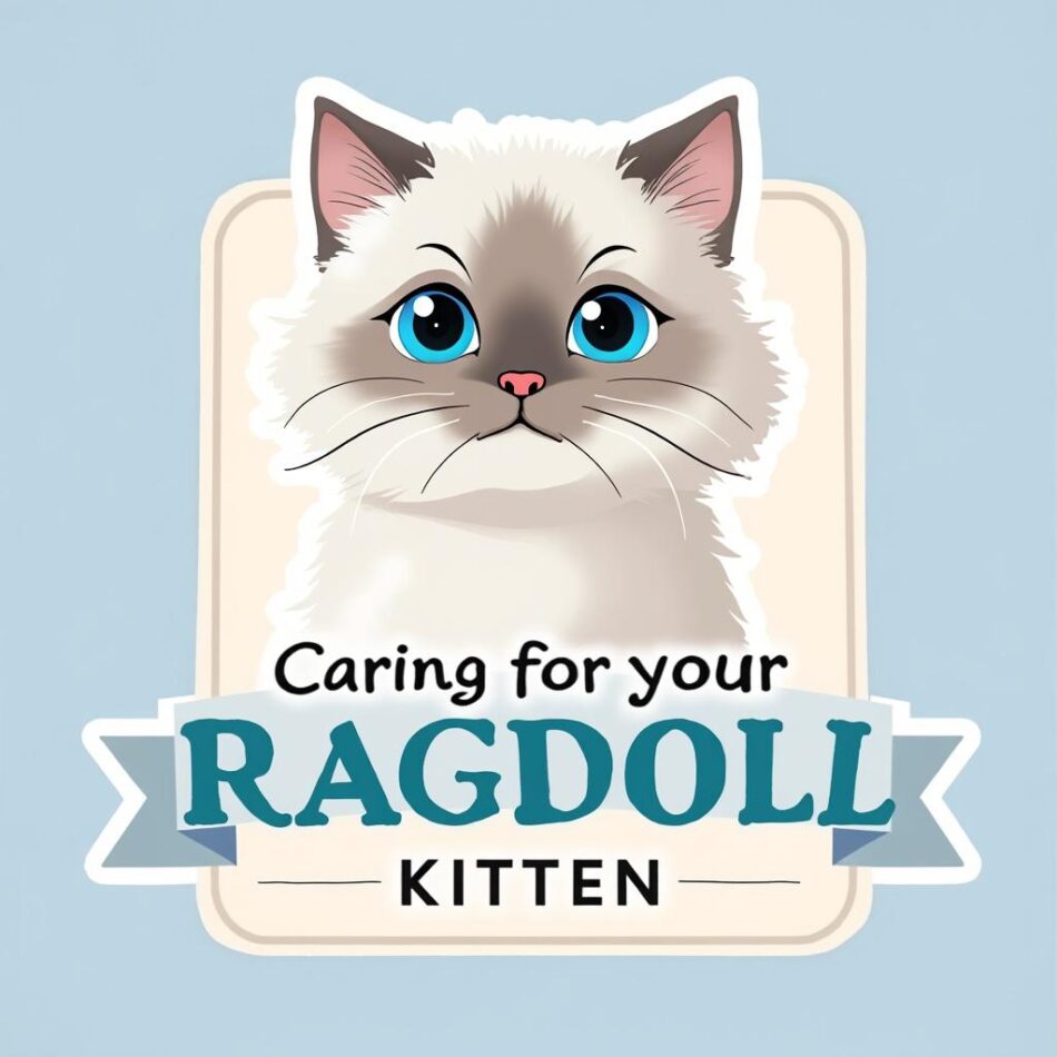 Illustration of a blue-eyed Ragdoll kitten